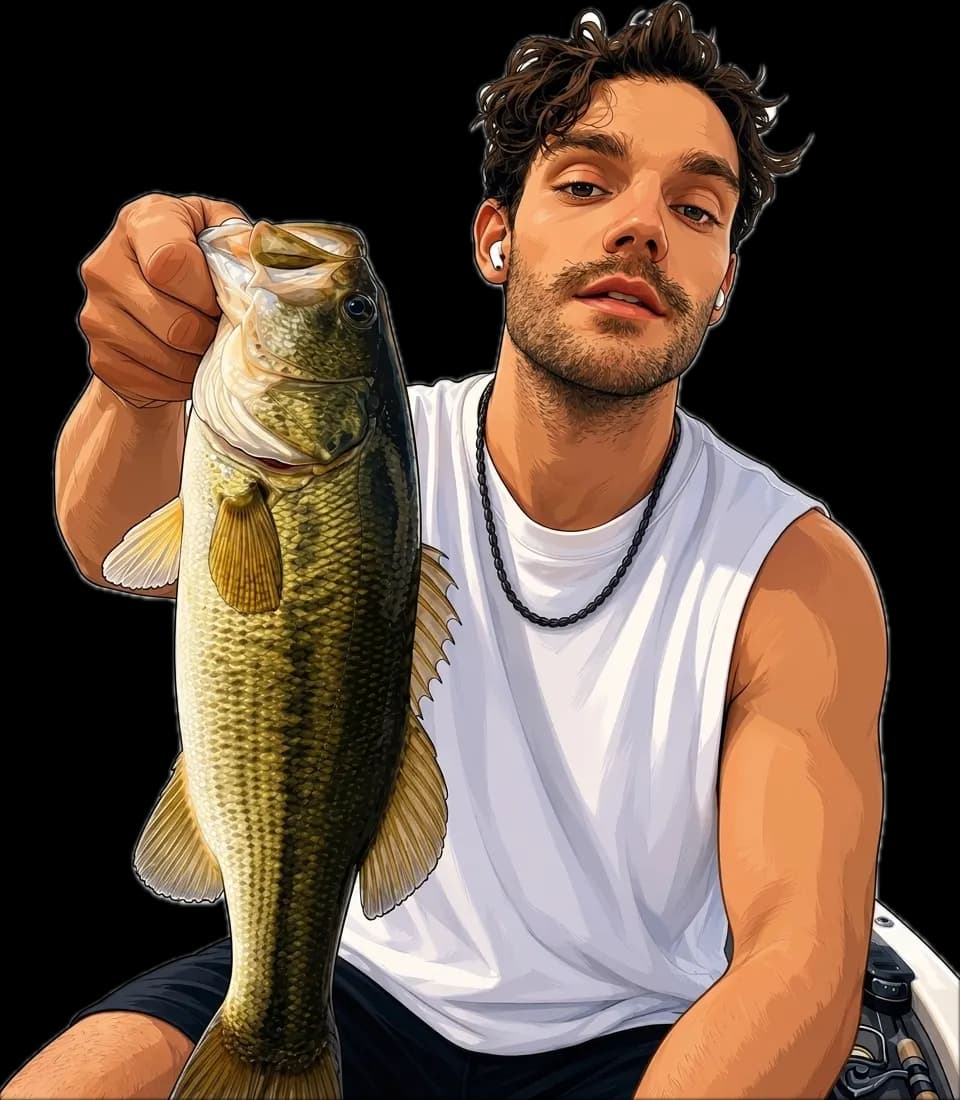 Jaden Raats holding a bass